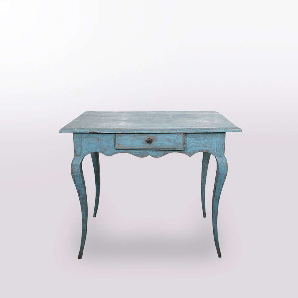 French 1850 Blue Table with Graceful Legs
