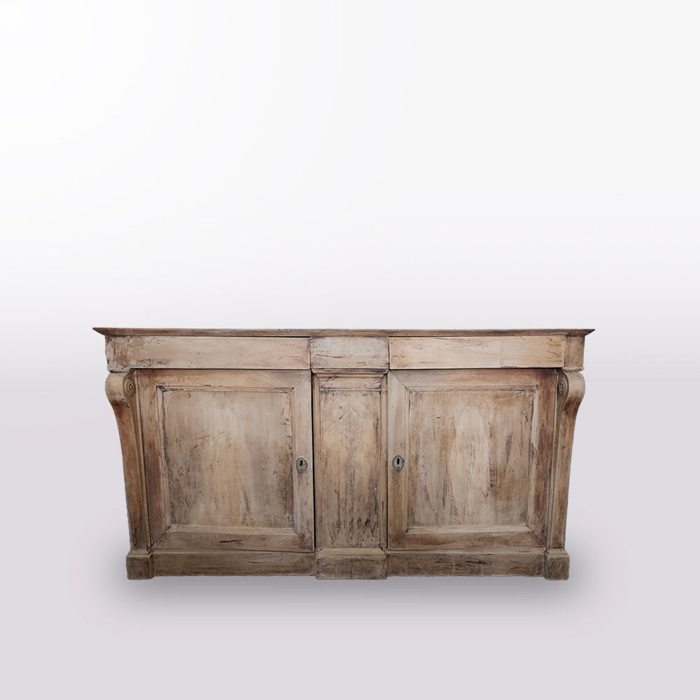 1716 French Empire Bleached Walnut & Black Marble Sideboard