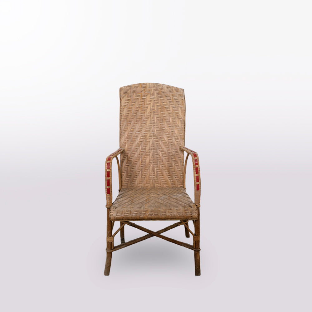 Tall Back Rattan Arm Chair