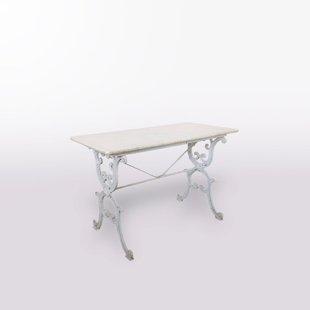 French 1900s Rare Bistro Table w/ Carrera Marble Top
