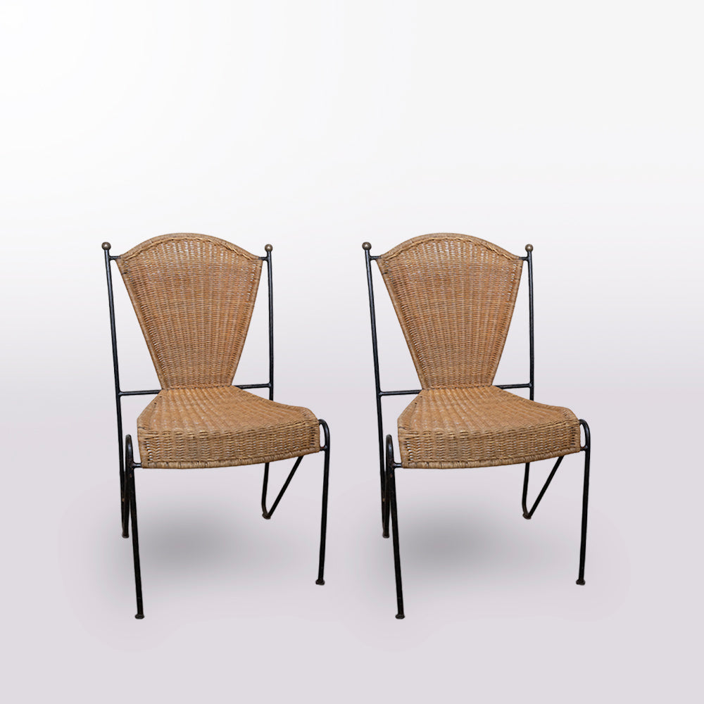 French Mid-Century Weinberg Rattan Chairs