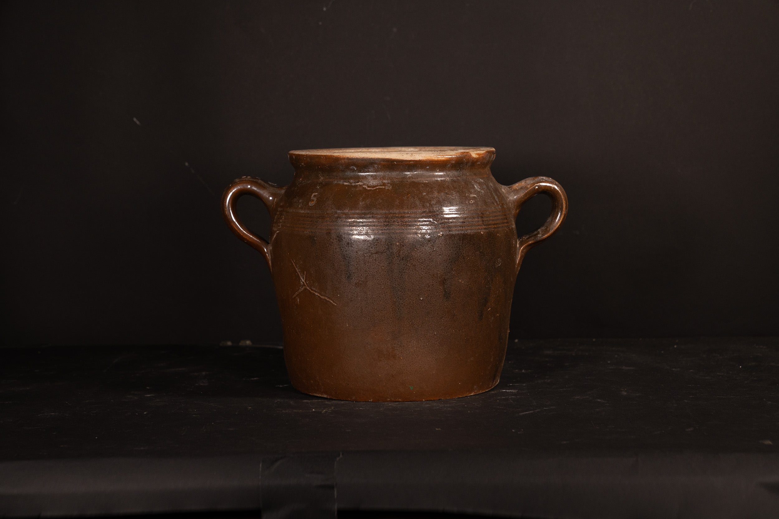 19th C French Brown Glazed Confit Pot