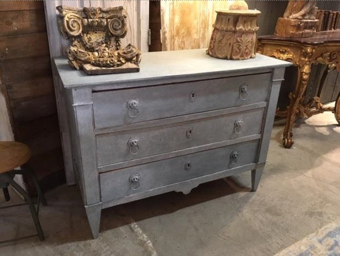 1840 French Empire Directoire Chest with Blue Paint