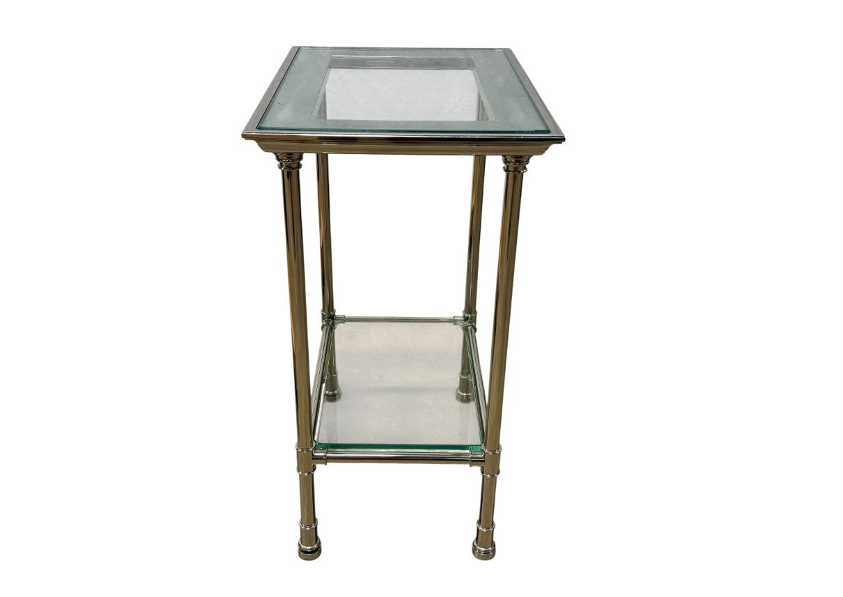 Chrome & Glass Two-Tier Side Table