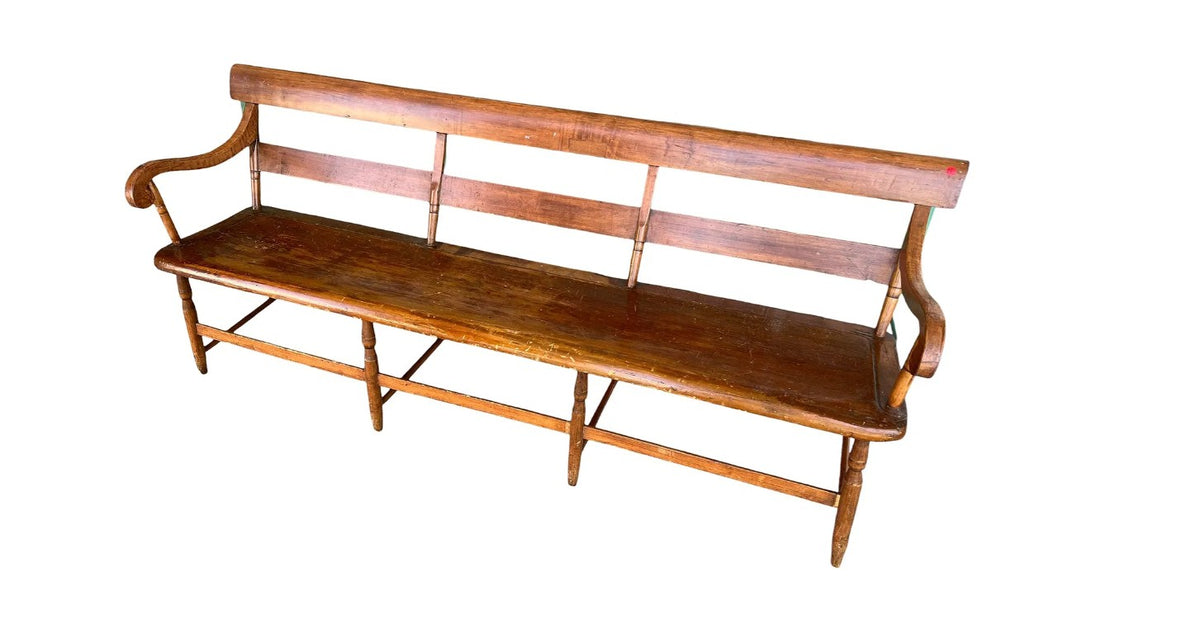 19th Century American Primitive Country Farmhouse Bench