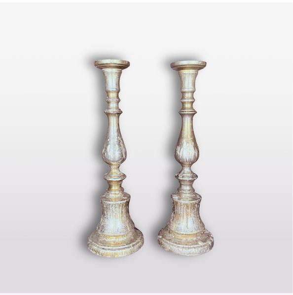 Vintage Silvered Candlesticks, Pair