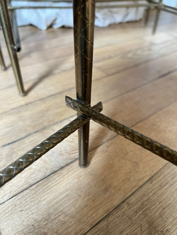 French 1970s Rare Set of Nesting Tables w/ Mirrored Tops