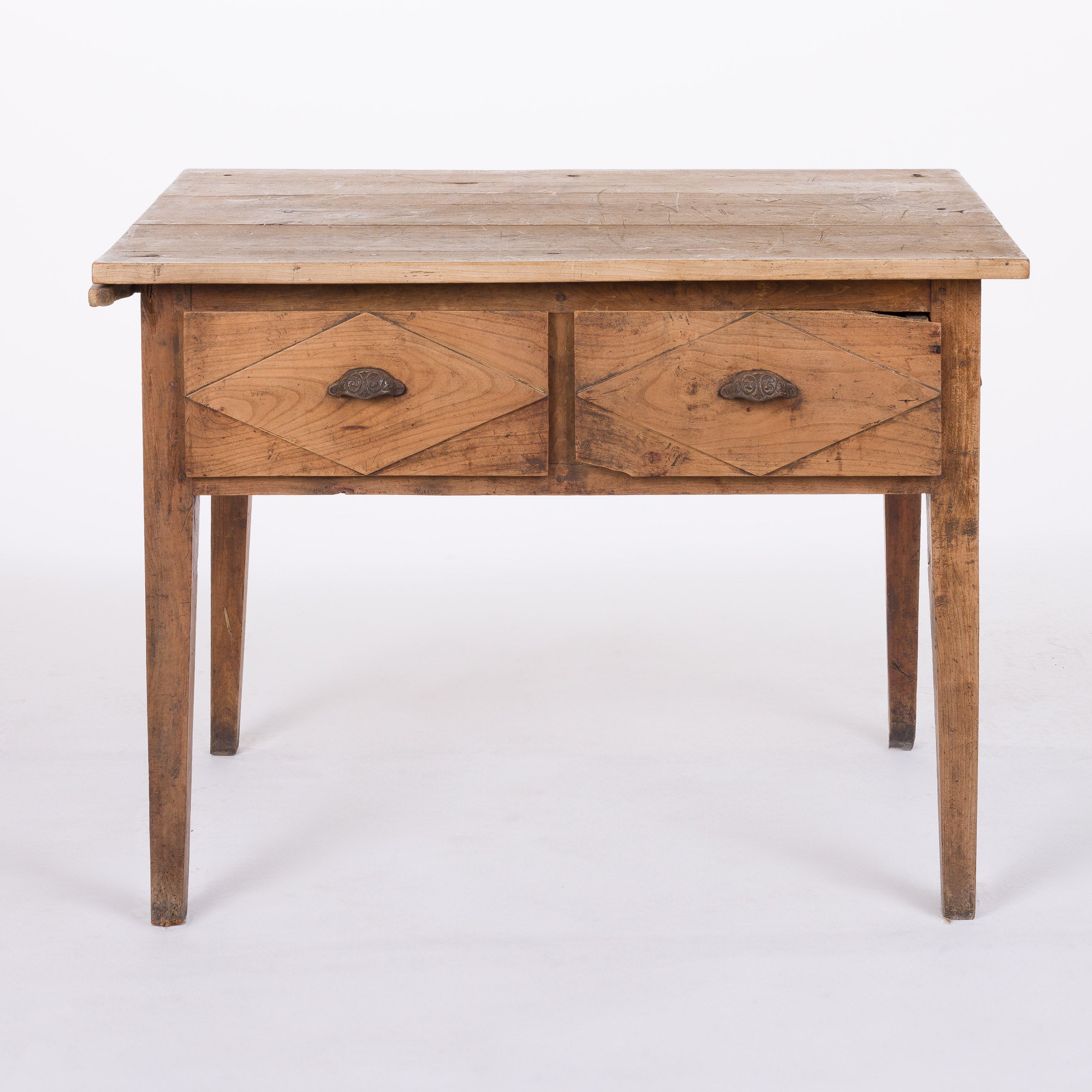 Side Table with Carved Diamond Detail