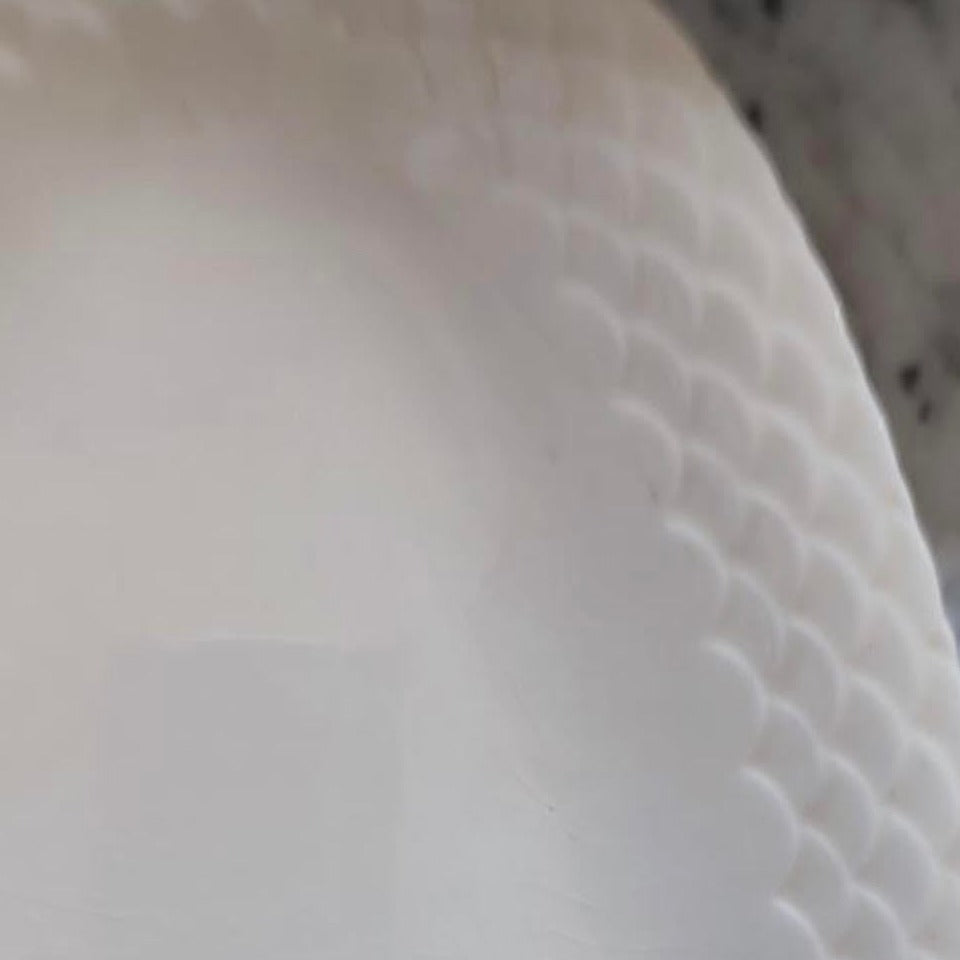 1915 Off White Fish Platter with Detail Around Edge