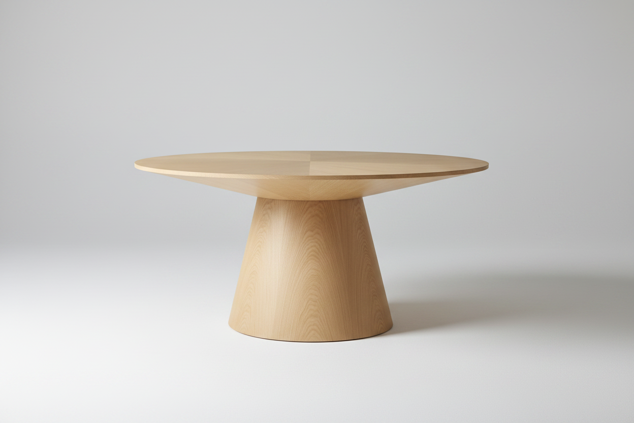 Contemporary Sculptural White Oak Dining Table