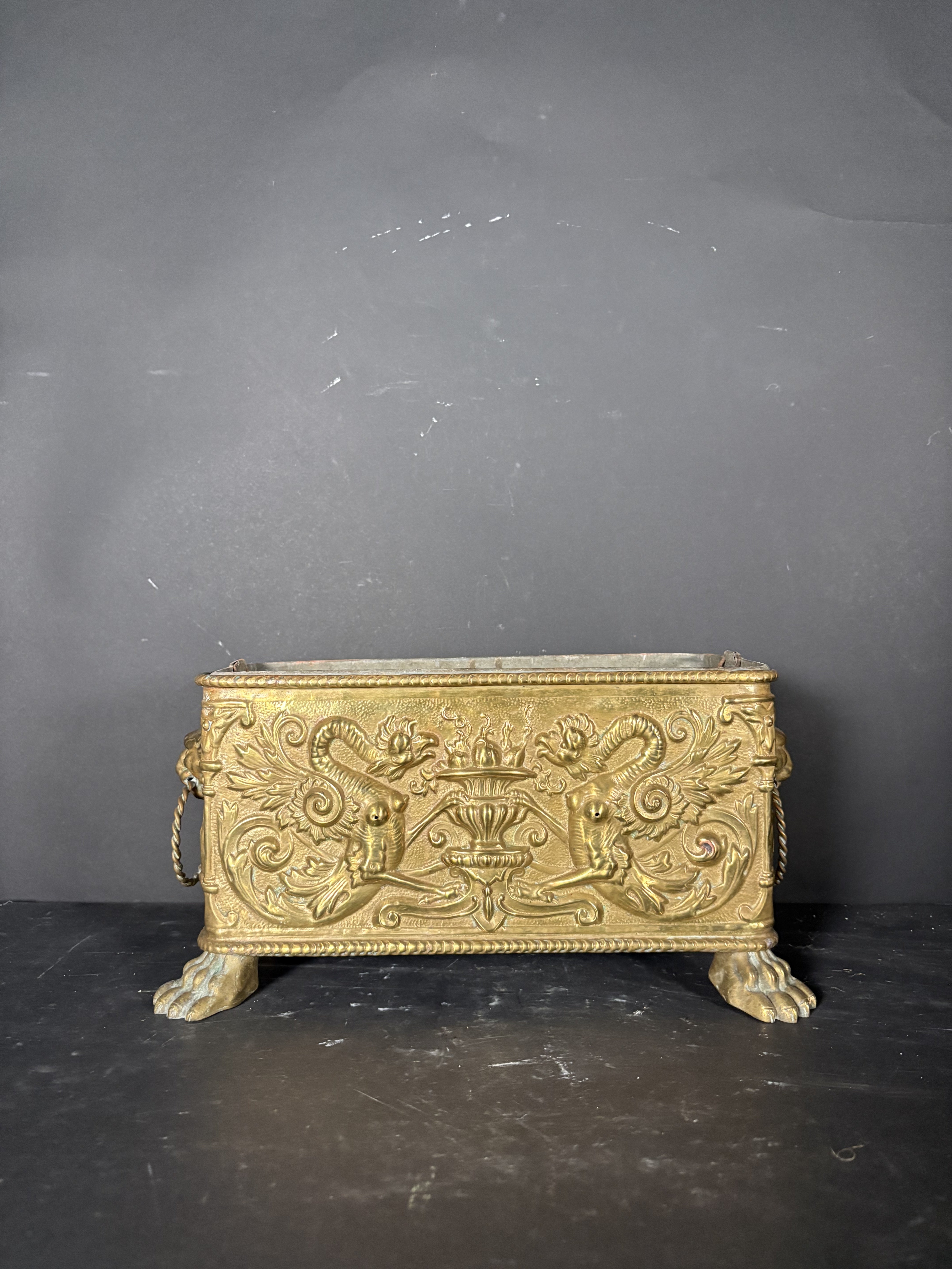 Rectangular Brass Jardinière
