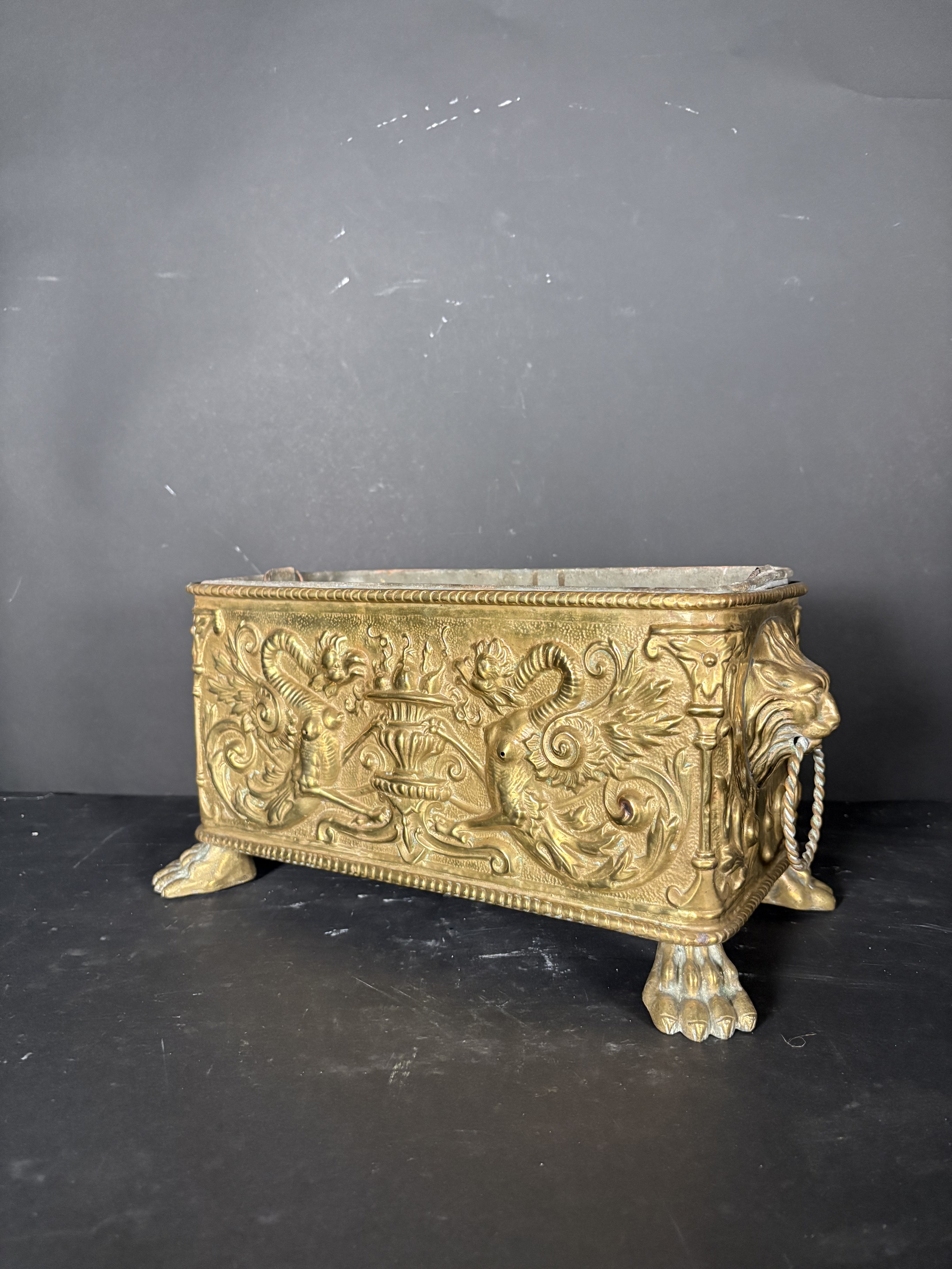Rectangular Brass Jardinière