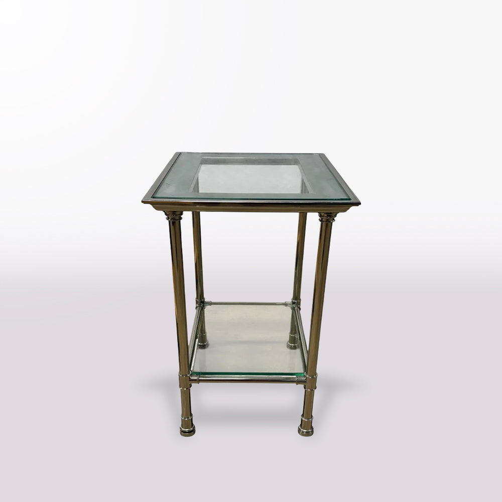 Chrome & Glass Two-Tier Side Table