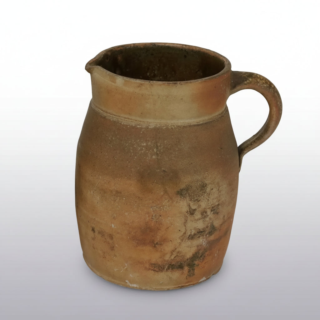 A small French terracotta jug in a warm red-orange tone, with a spout and single handle.
