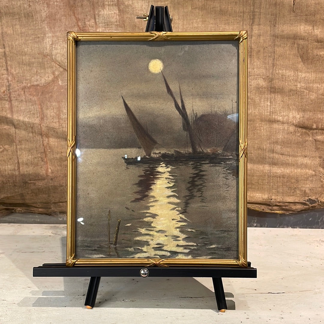 Framed Pastel - Moon on Water
