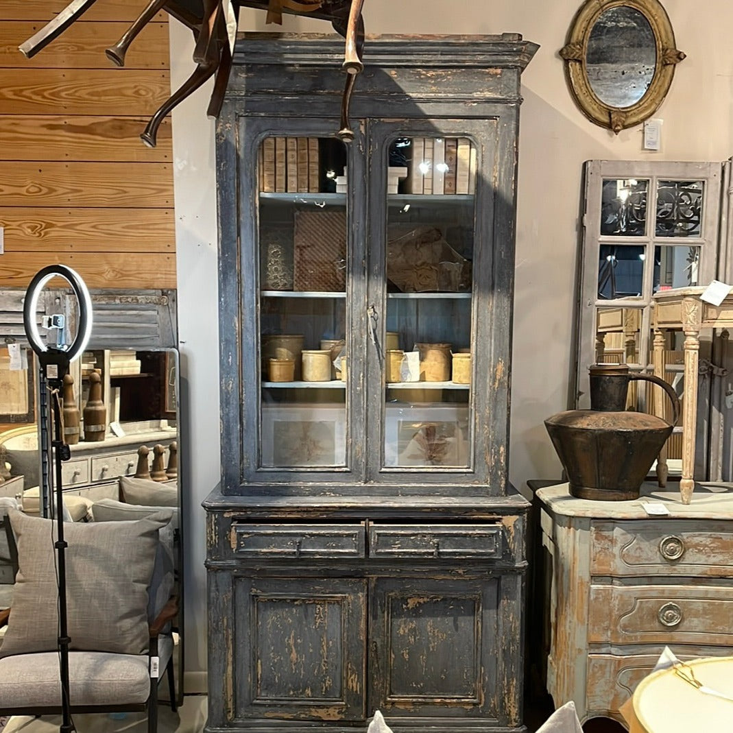 2 Piece Blue Pine French Vitrine