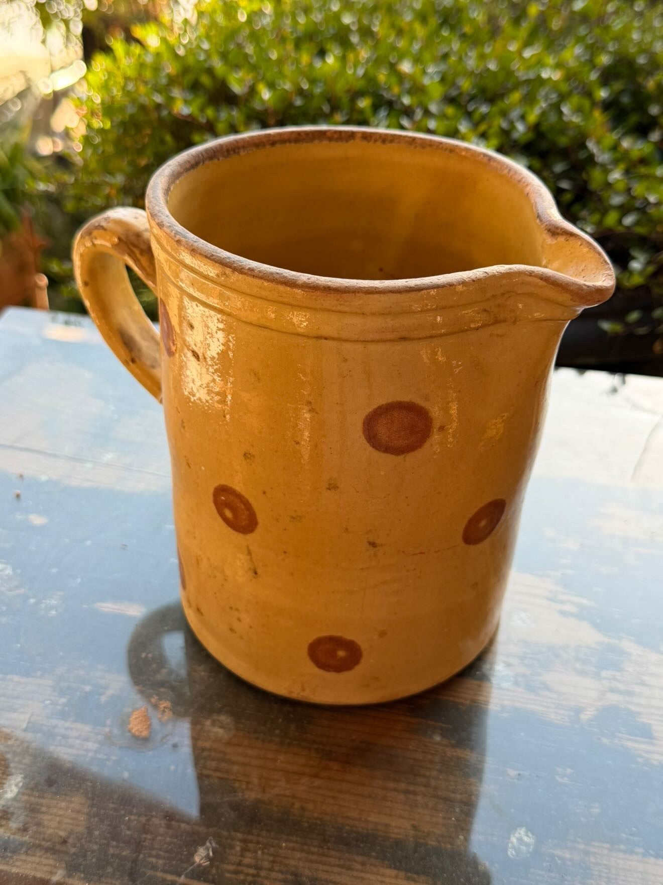 French 1800s Charming Polka Dot Pottery Pitcher