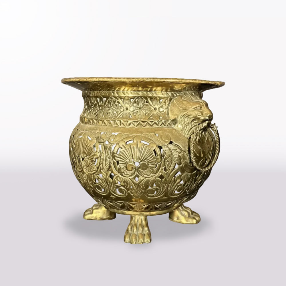 Round Brass Jardinière