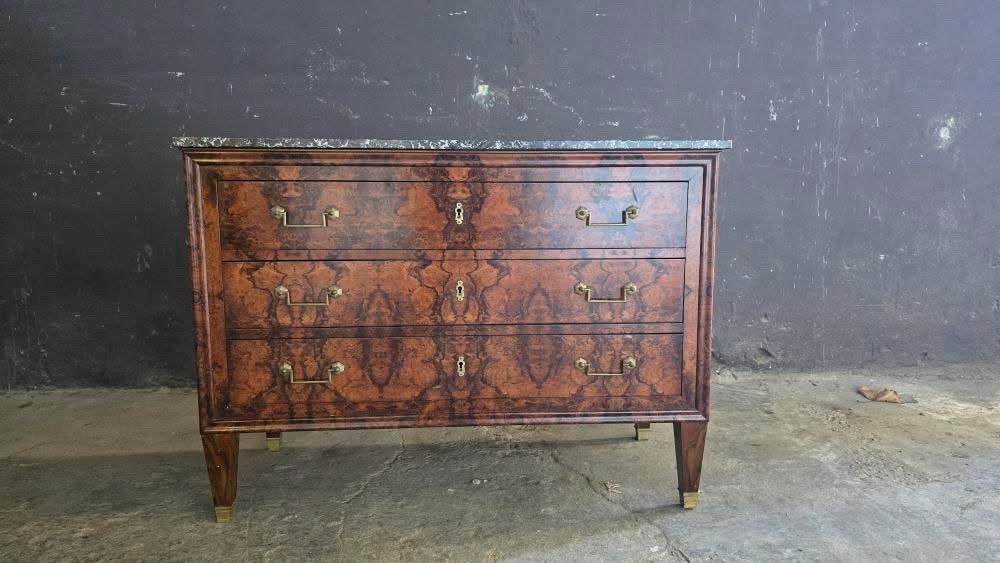 Burled Walnut and Oak Commode