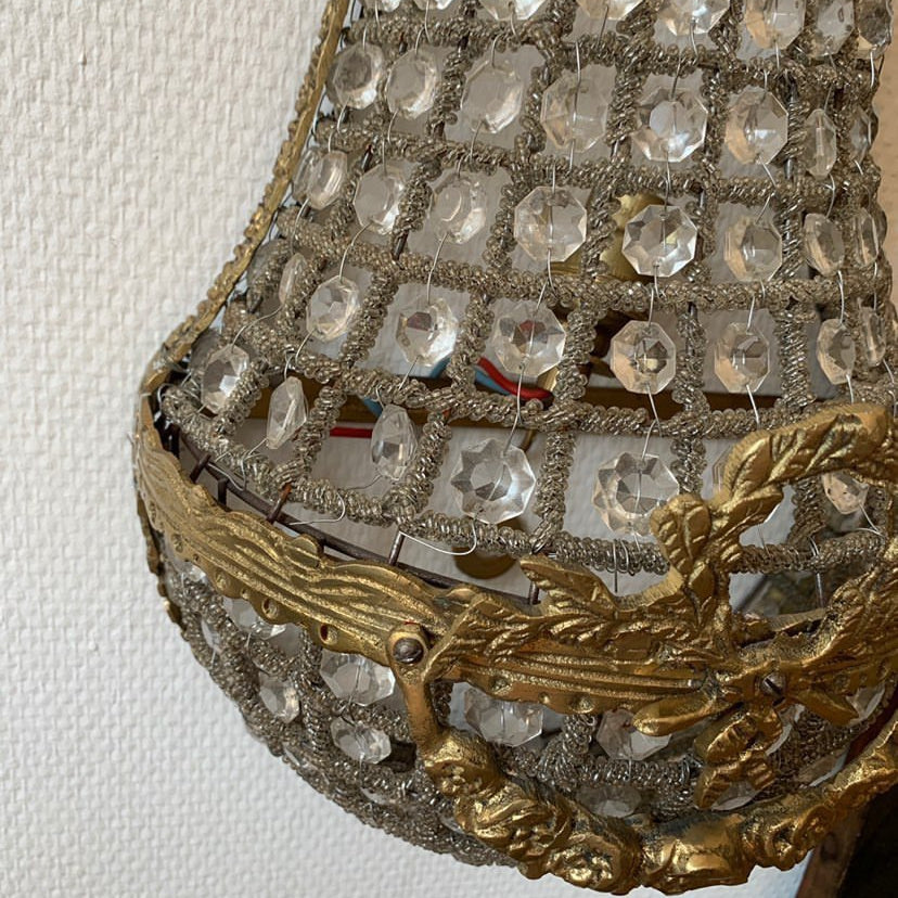 Pair of Vintage Parisian Crystal Sconces