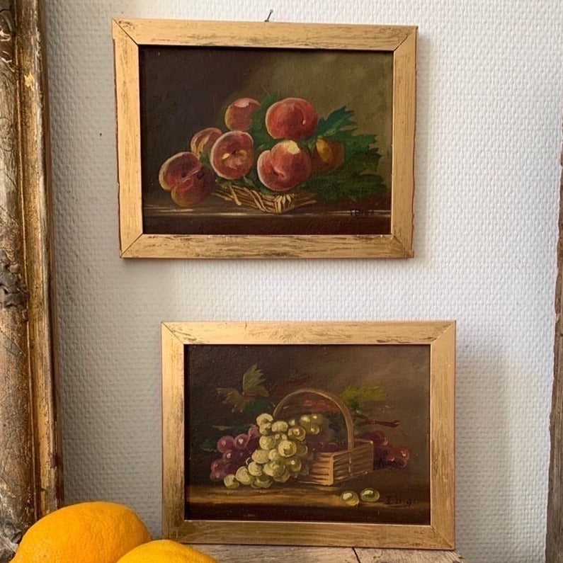 Small Framed Painting - Peaches and Grapes