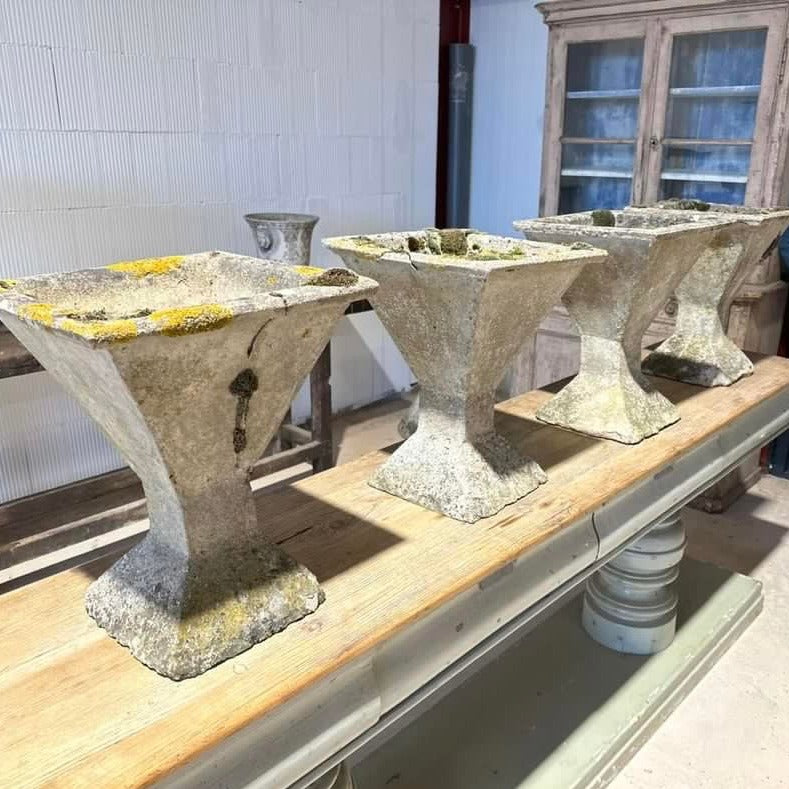 Square Top Cement Hour-Glass Planter