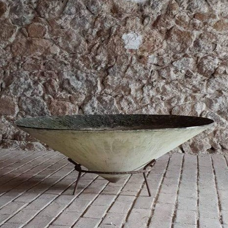 48" Willy Guhl Cement Cone Planter on Iron Stand