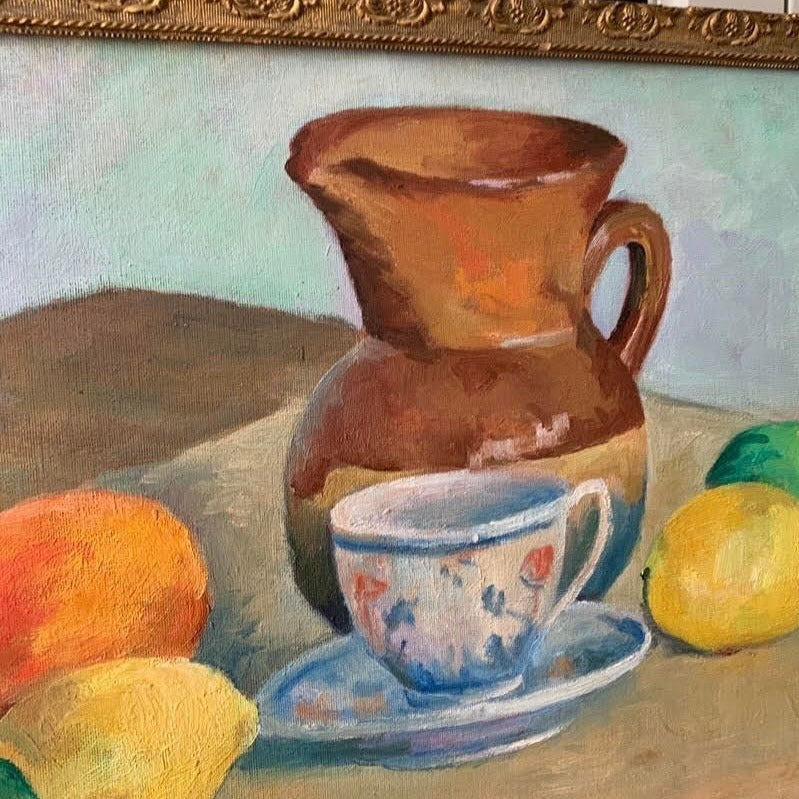 Still Life Canvas on Board - Jug with Fruit