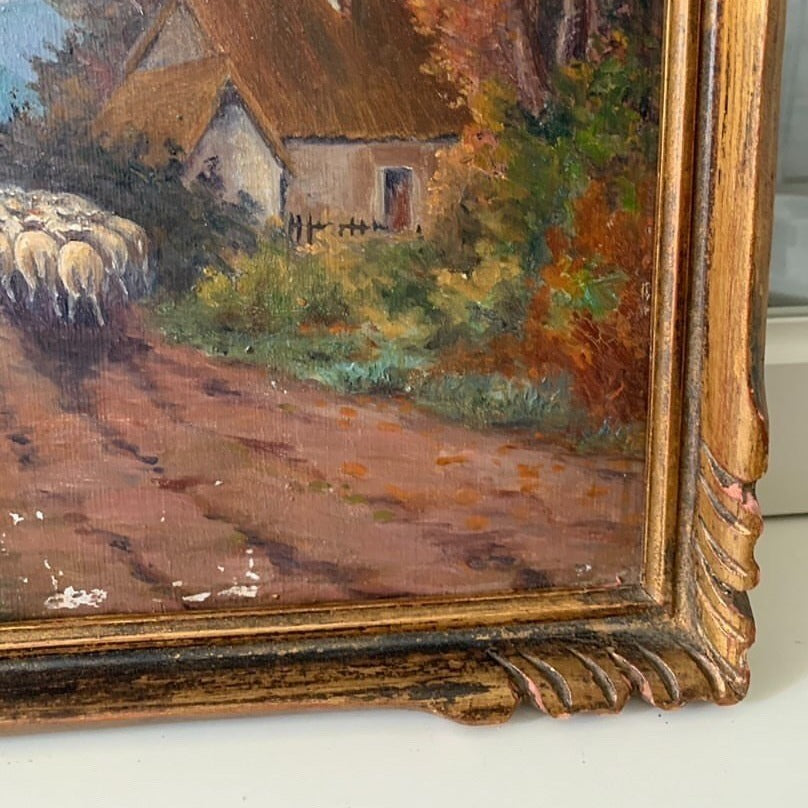 Framed Oil on Board - Shepherd