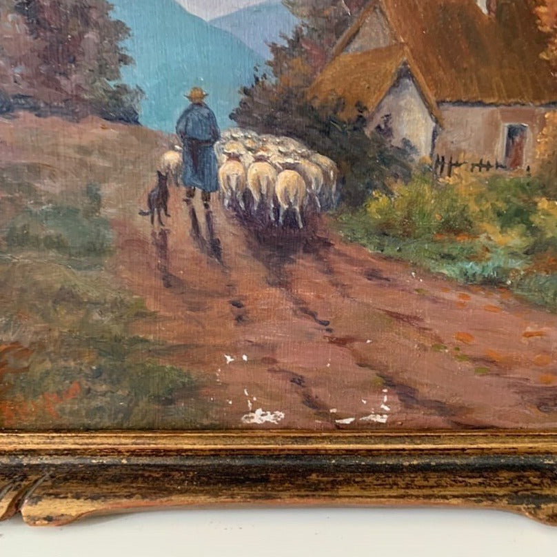 Framed Oil on Board - Shepherd
