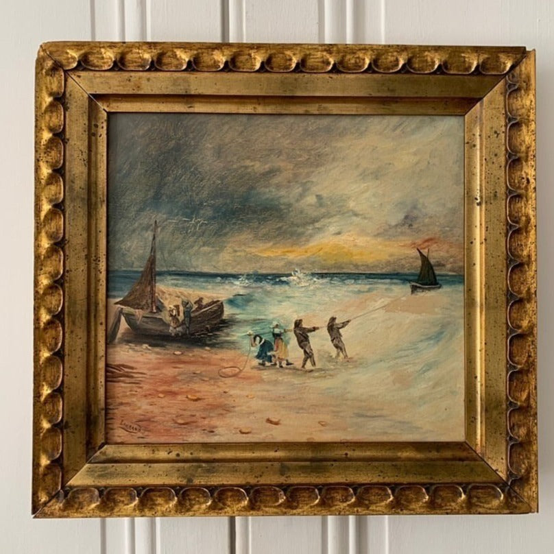 Pair of Marine Paintings Antique Frames