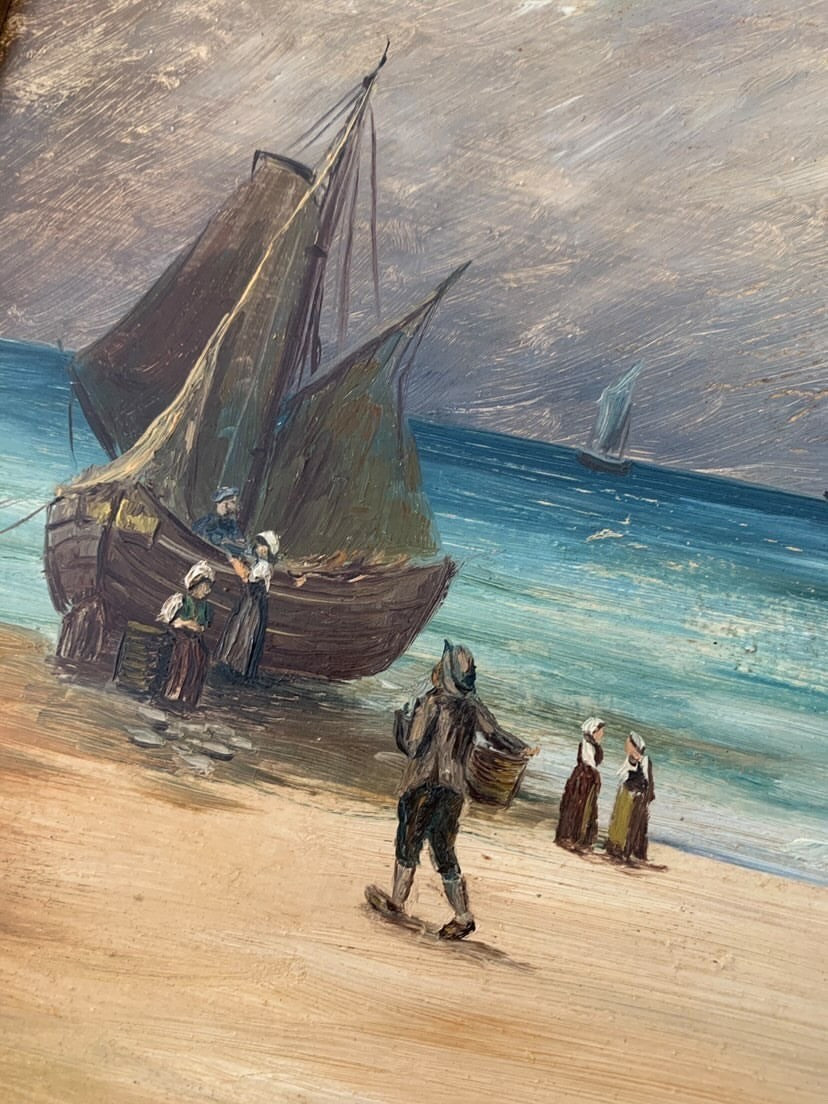 Pair of Marine Paintings Antique Frames
