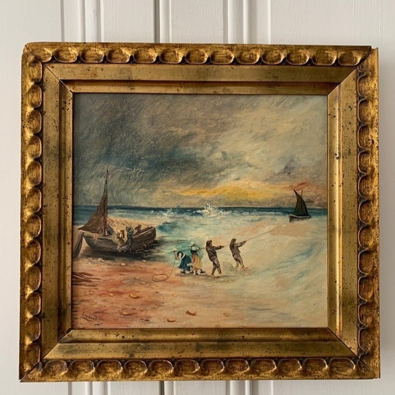 Pair of Marine Paintings with Antique Frames