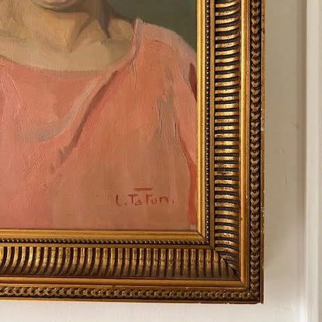 1940 Framed Oil on Canvas of a Women in Hat by TaTun