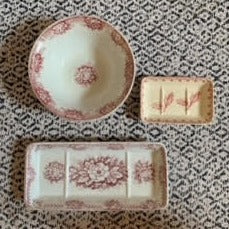 Set of 3 Porcelain Bathroom Set with Pattern
