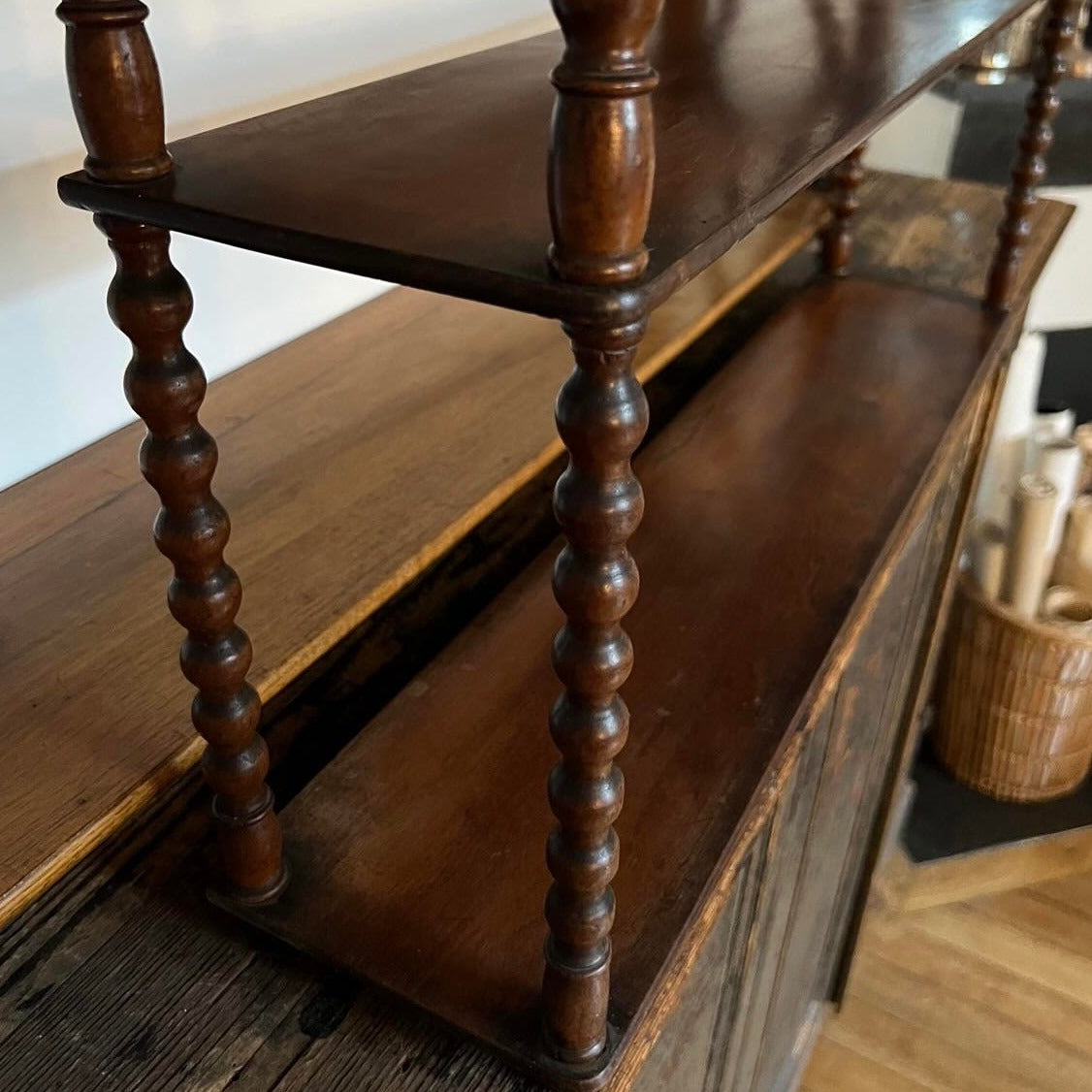 French Chic 1850's Walnut Display Shelf