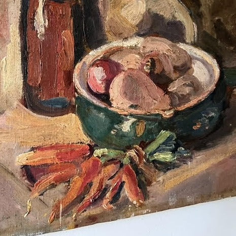 Unframed Oil Painting, Lunch Setting by Matthieu Rico