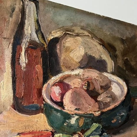 Unframed Oil Painting, Lunch Setting by Matthieu Rico