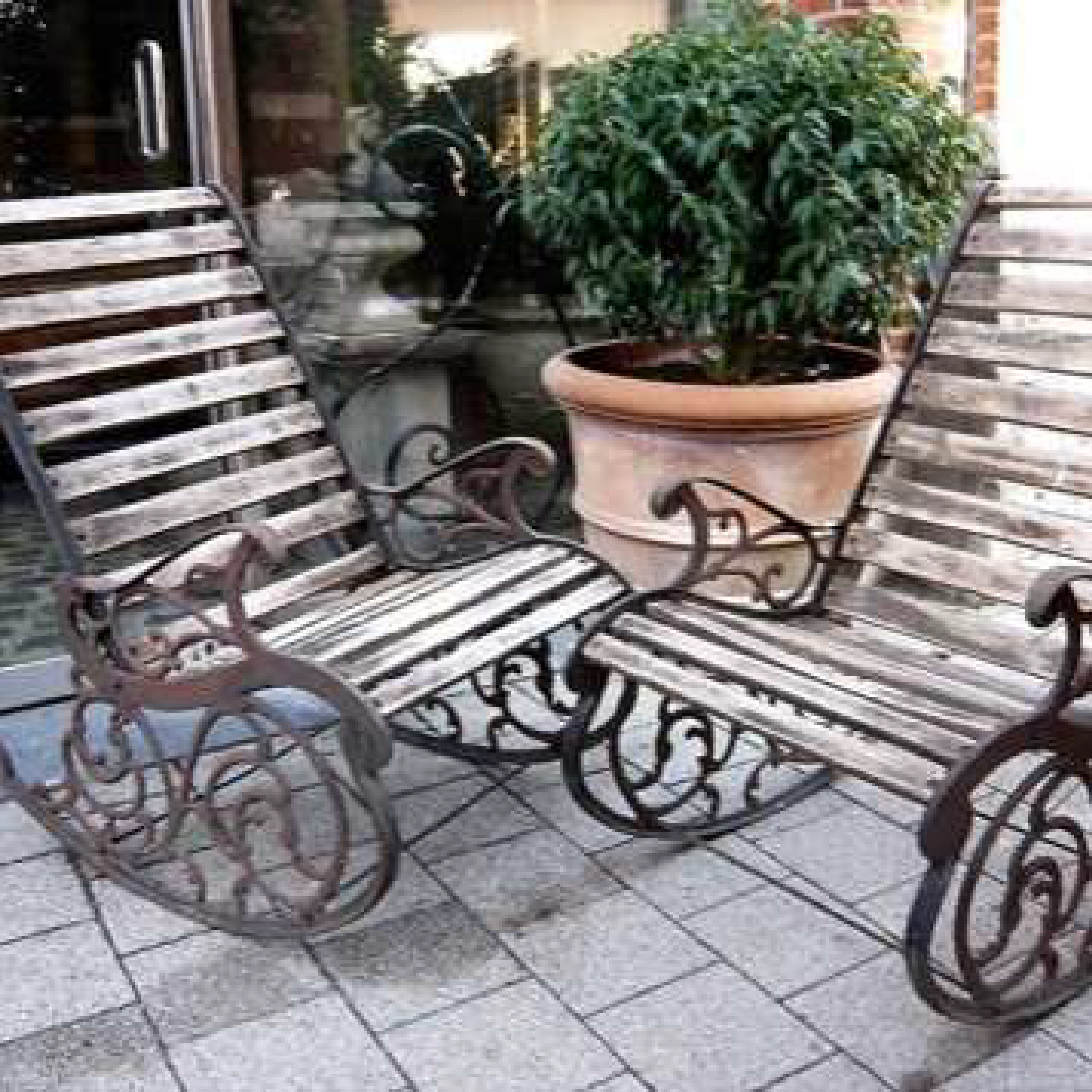 French 1900s Beech and Iron Rocking Chairs