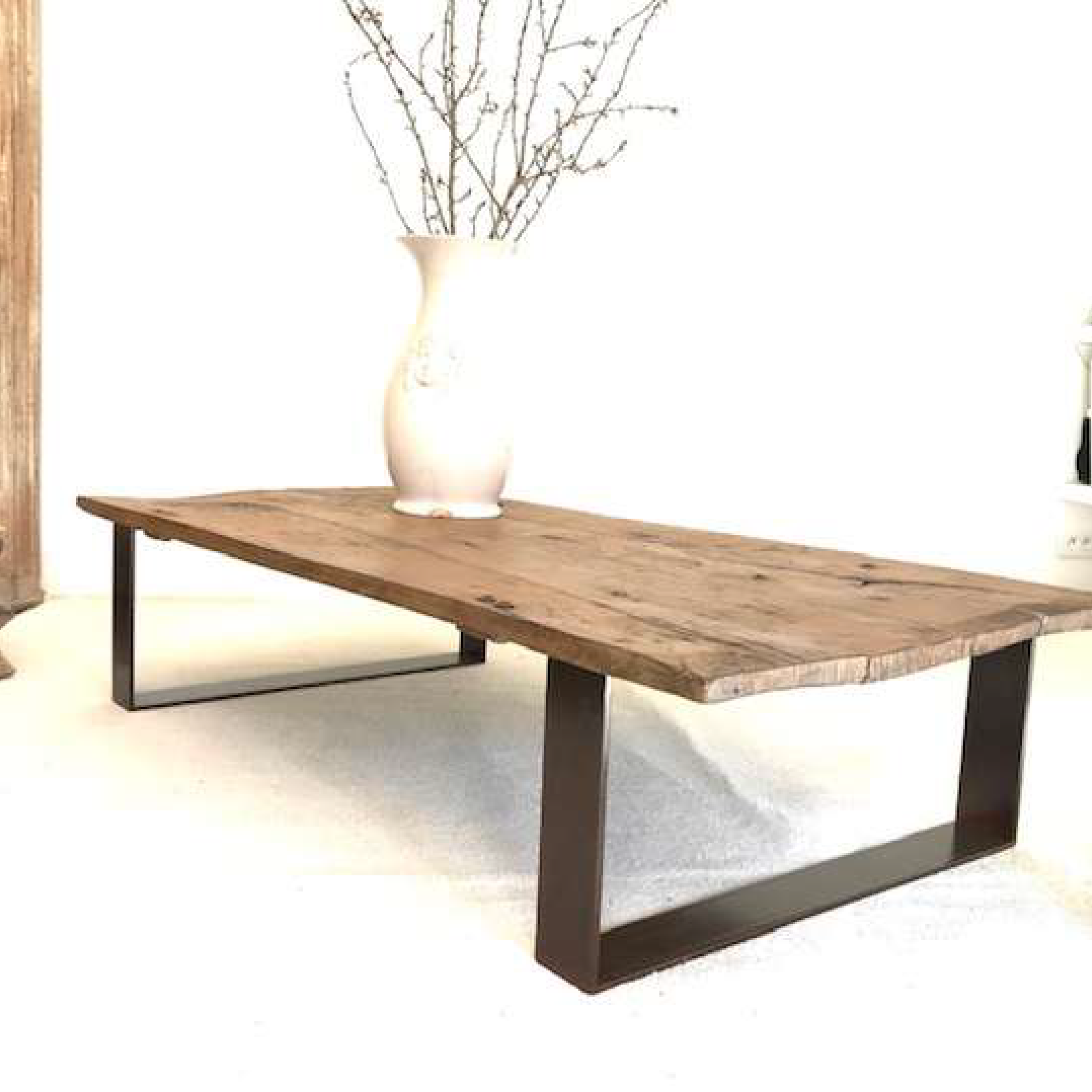 French 2000s Iron and Wood Coffee Table