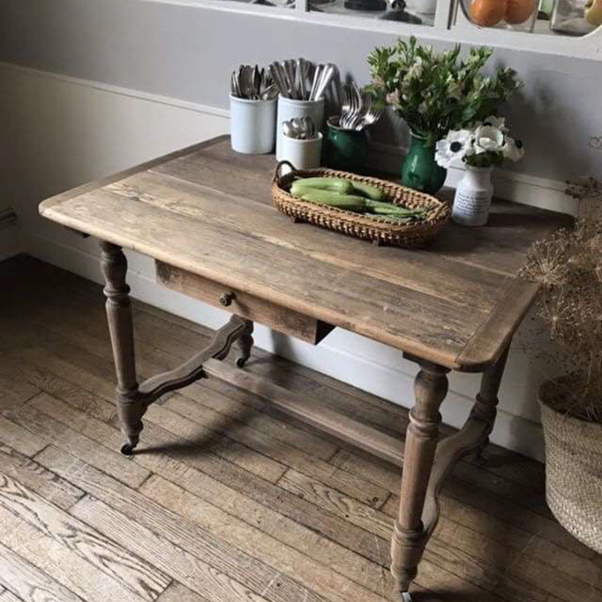 1860 Louis Phillipe Bleached Oak & Pine Table