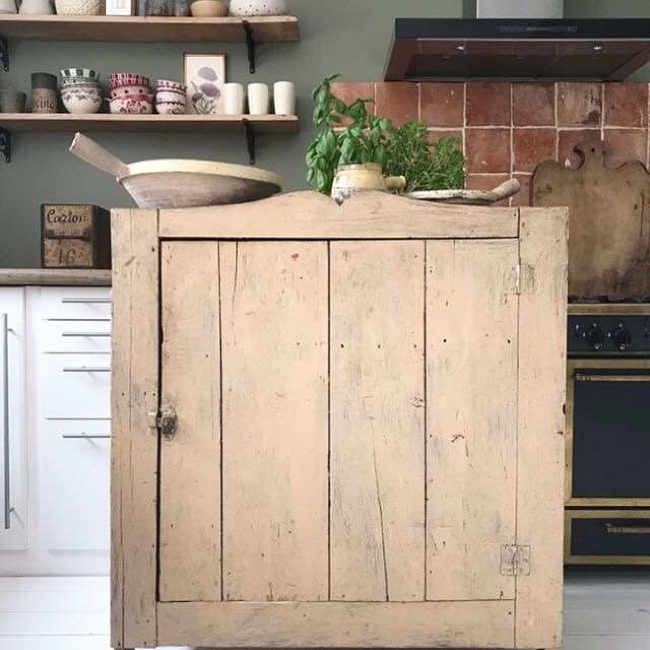 French 1920 Provencal Yellow Painted Cupboard