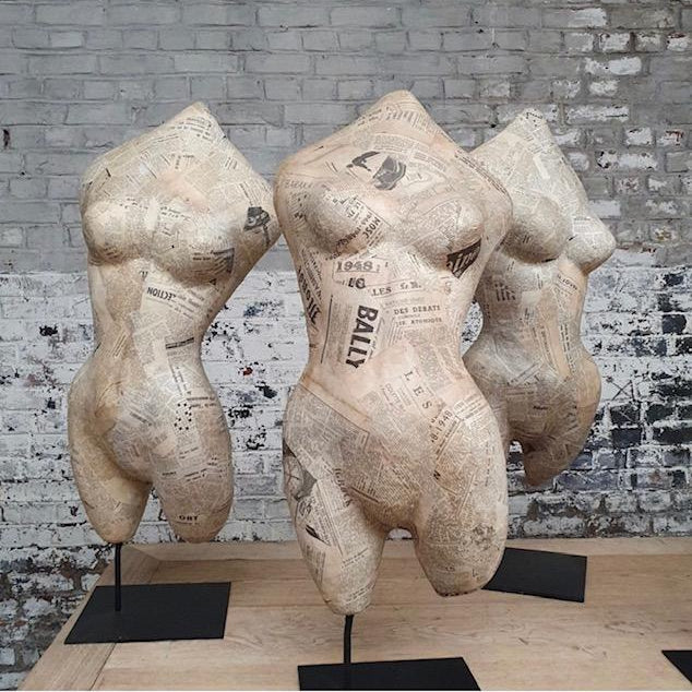 1950s Plaster Free Form Busts by Belgian artist