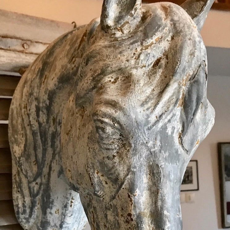 Zinc Horse Head from French Butcher Shop