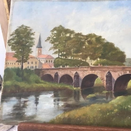 Unframed Oil on Board - River Indre in Central France