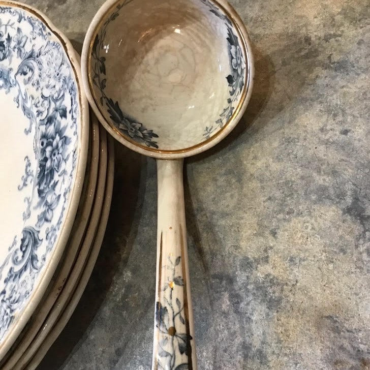 Fine English China - Blue and White with Gold Edge