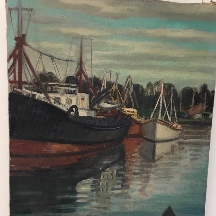 Framed Oil on Canvas - Sailboats