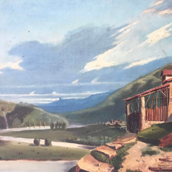 19th C. Oil on Canvas Framed Italian (from somewhere in the Lake Garda area)