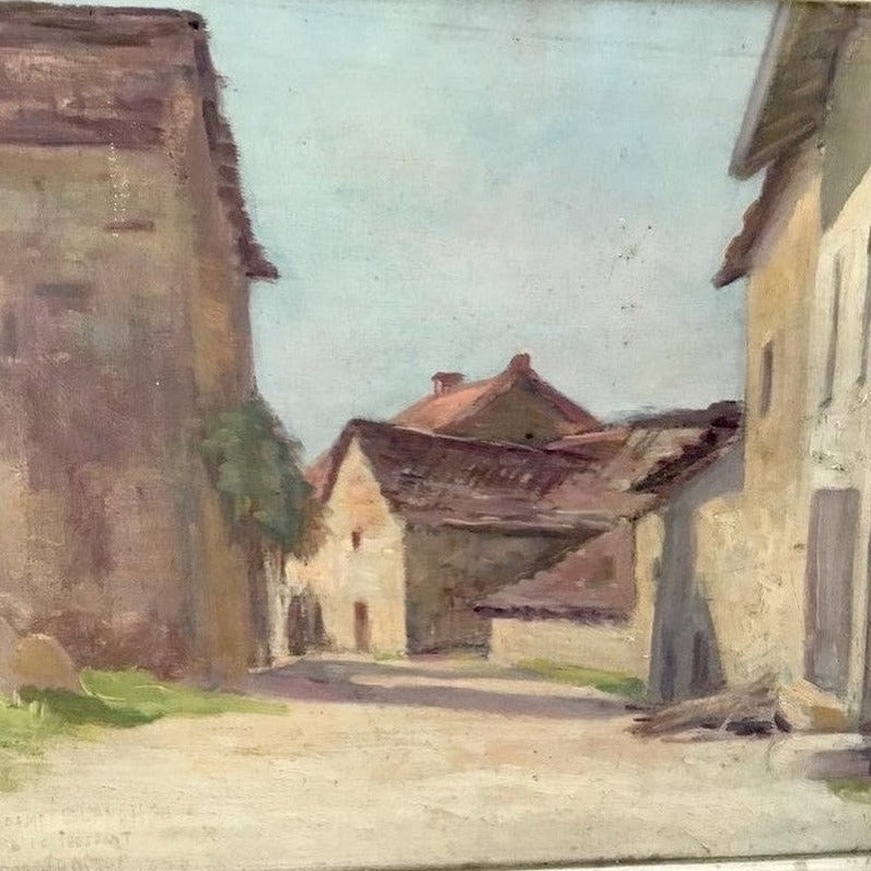 Framed Oil on Board - To ‘Madame Blanchon by Jean Dunique’