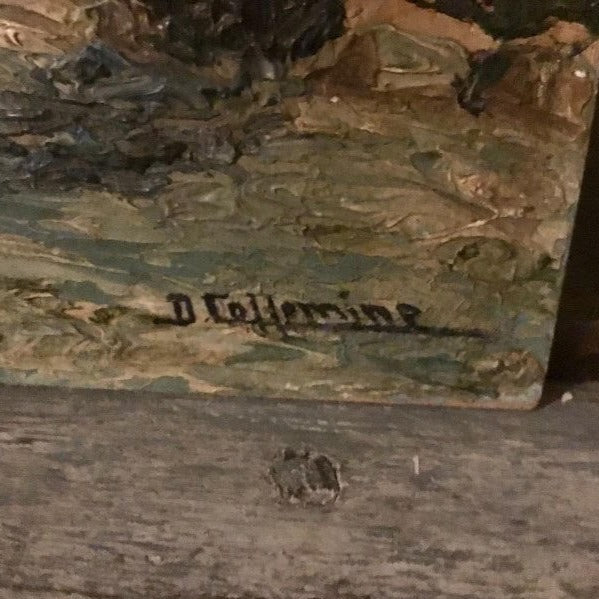 Unframed Oil on Board - Perpignan with Pyrenees in Background